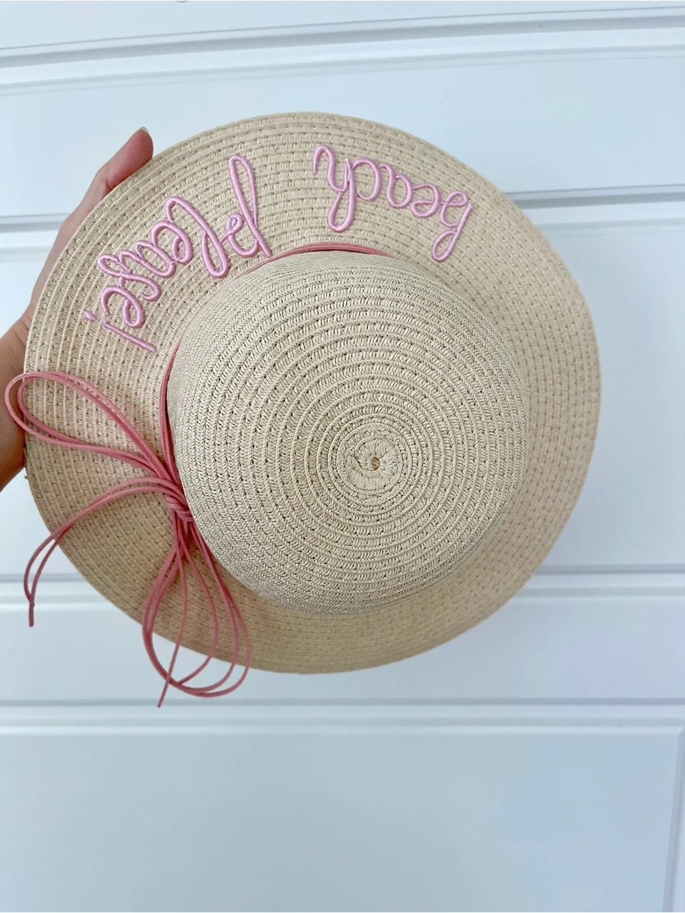 Kids Straw Sun Hat with Pink Floral Bow